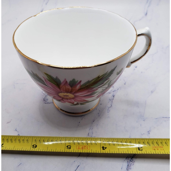 Royal Vale Bone China Pink Floral Tea Cup & Saucer Gold Trim Made In England VTG - Picture 13 of 16